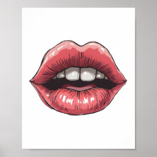 Póster Labios dibujados a mano