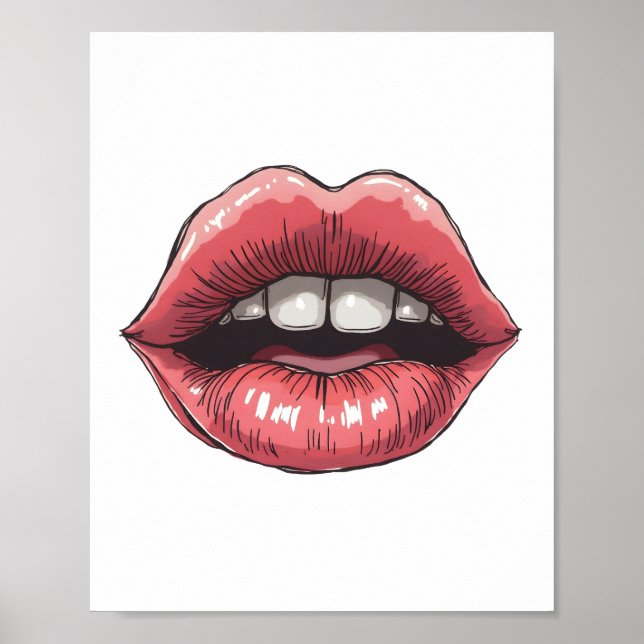Póster Labios dibujados a mano (Frente)