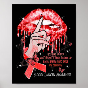 Póster Labios Goteando Mariposas Mujeres Cáncer de Sangre