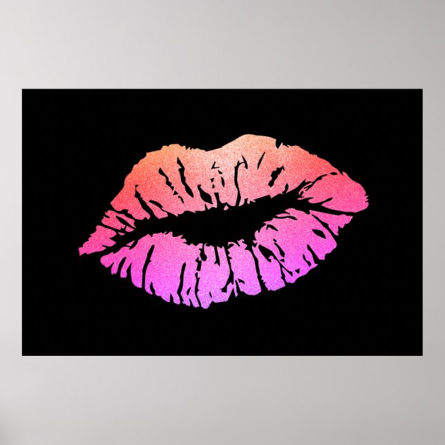 Póster Labios Purpurinoso Adorables, Kiss (Frente)