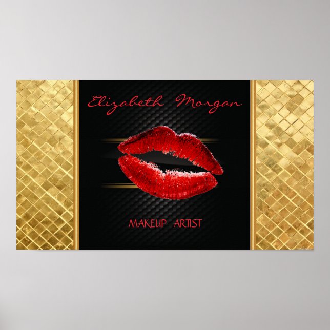 Póster Labios Rojos Brillantes de Estilo Moderno, Persona (Frente)