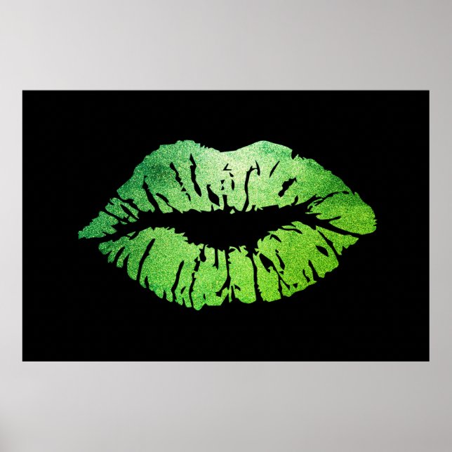 Póster Labios Verdes Adorables, Beso (Frente)
