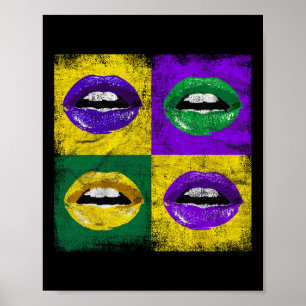 Póster Labios Vintage Chicas Damas Mardi Gras de Nueva Or