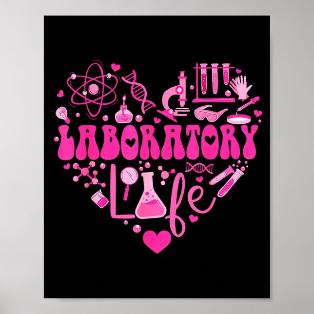 Póster Laboratory Heart Valentine Lab Technologist Scienc (Frente)