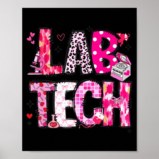 Póster Laboratory Tech Valentines Day Medical Lab Tech La (Frente)
