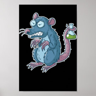 Póster Laborratte mit Chemikalien und Reagenzglas Nerd