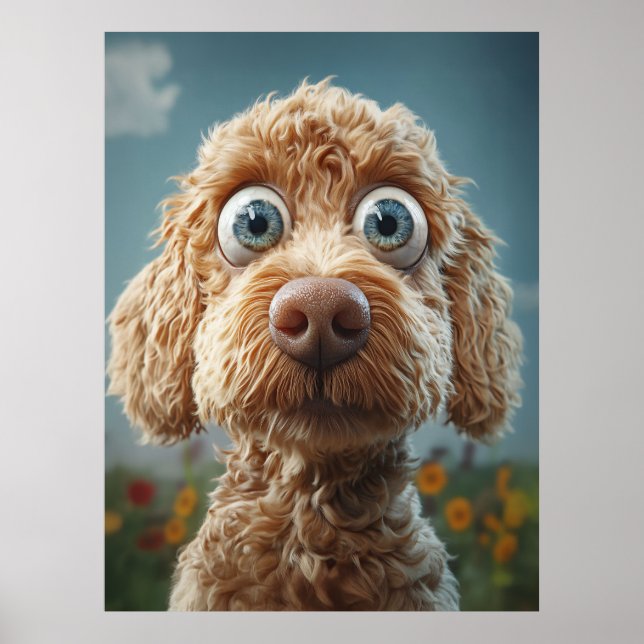 Póster Labradoodle australiano de ojos grandes (Frente)