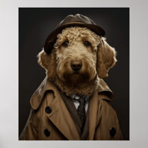 Labradoodle Dorado Vestido Como Holmes Sherlock