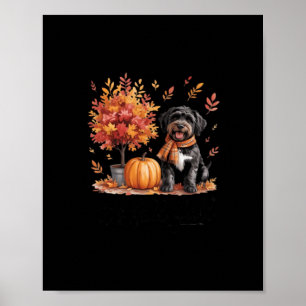 Póster Labradoodle negro es la calabaza otoñal