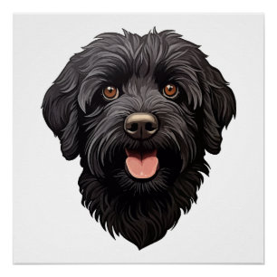 Póster Labradoodle Perro Negro