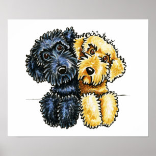 Póster Labradoodles Amarillo negro alineado