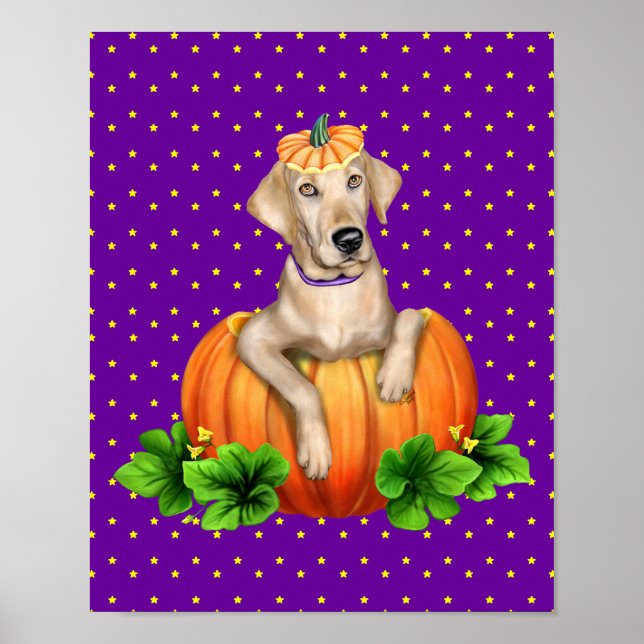 Póster Labrador amarillo Labr-O-Lantern (Frente)
