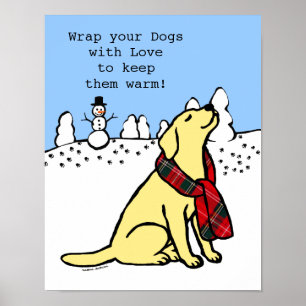 Póster Labrador amarillo Tartan Scarf