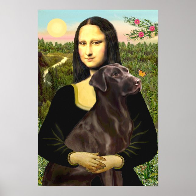 Póster Labrador (Chcolate) - Mona Lisa (Frente)