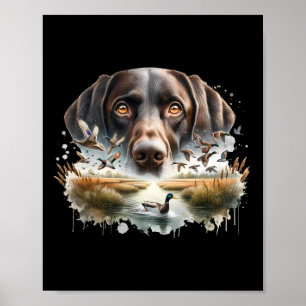 Póster Labrador con pato de caza de pato mallard