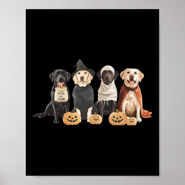 Póster Labrador de brujas retro recuperador de Halloween  (Frente)