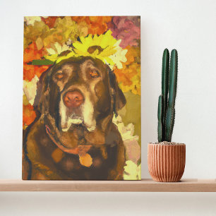 Póster Labrador en flores
