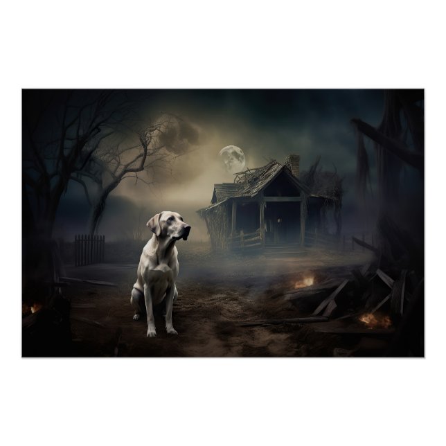 Póster Labrador Halloween Espeluznante (Anverso)