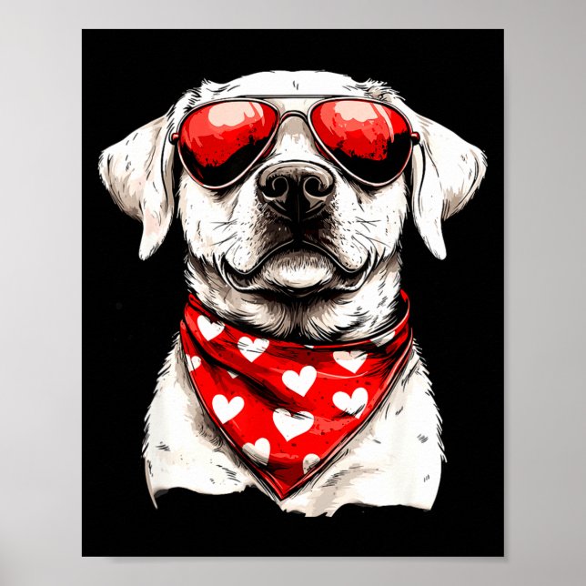 Póster Labrador Heart Bandana Cool Lab Dog Lover Men Wome (Frente)