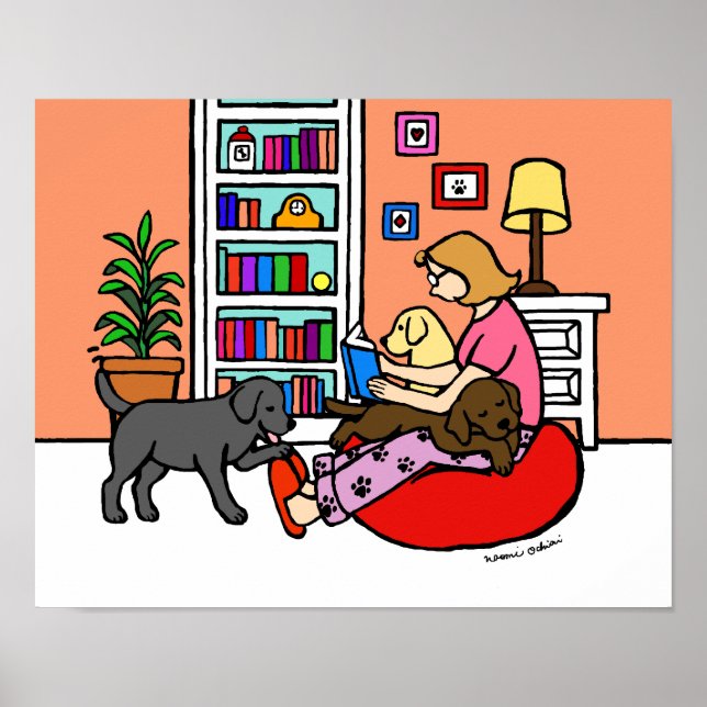 Póster Labrador Mom Reading Personalizado (Frente)