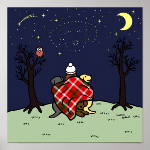 Póster Labrador Mom y Starry Sky