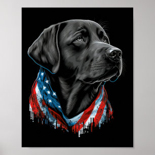 Póster Labrador Patriótico Americano Negro Usa 4 De Julio
