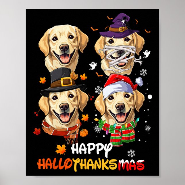 Póster Labrador Perro Hallothanksmas Halloween Día de Acc (Frente)