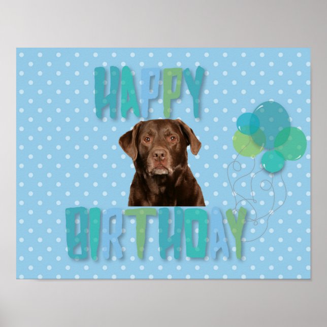 Póster Labrador perro recuperador feliz cumpleaños (Frente)