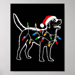 Póster Labrador recuperador de Santa Hat Navidades encien