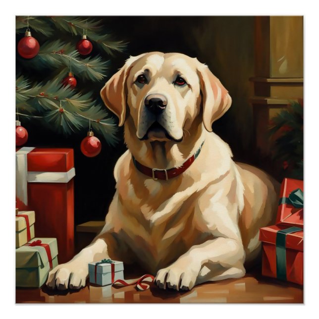Póster Labrador Recuperador Navidades (Anverso)