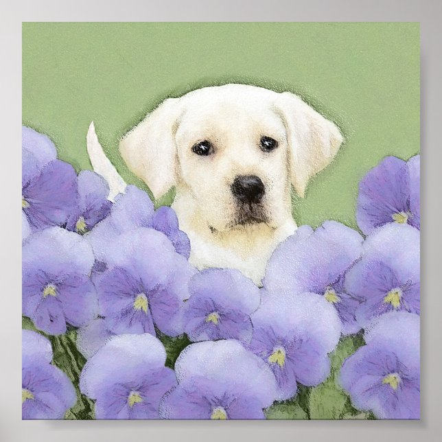 Póster Labrador Recuperador Pintura de Cachorro Original  (Frente)