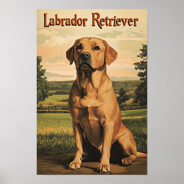 Póster Labrador Retriever Dog Vintage Art (Frente)
