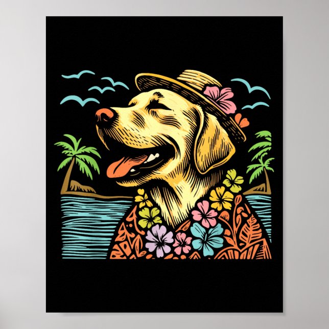 Póster Labrador Retriever Floral Trocal Summer Vibes Hawa (Frente)
