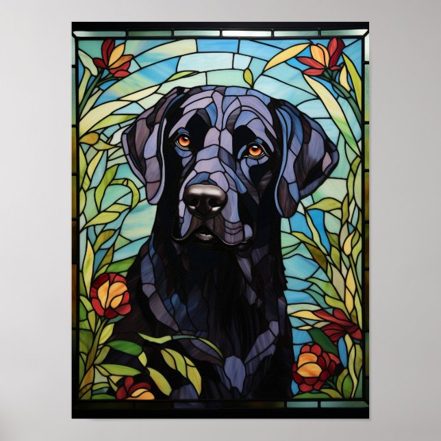 Póster Labrador Retriever negro (Frente)
