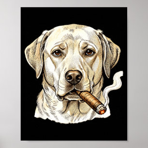 Póster labrador retriever sarcástico fumando meme de perr