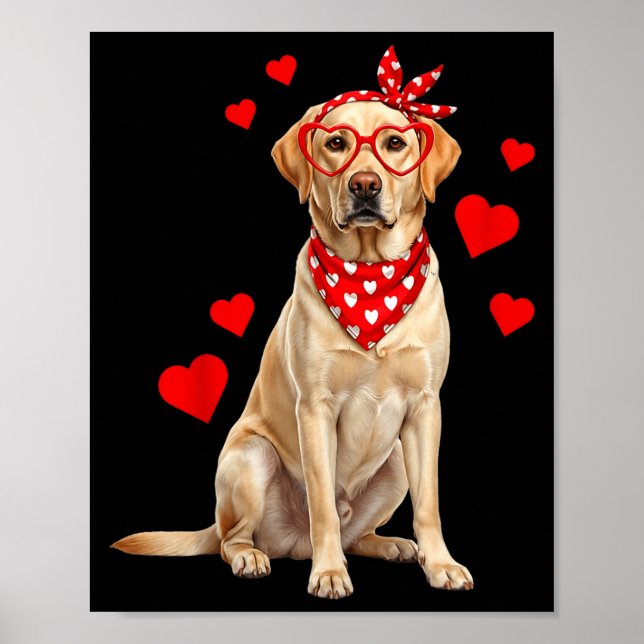Póster Labrador Retriever Valentines Day Dog Lover Heart  (Frente)