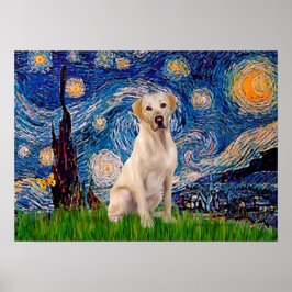 Póster Labrador (Y7) - Noche estrellada