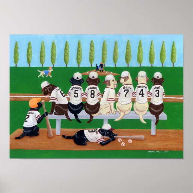 Póster Labradores de béisbol (Frente)