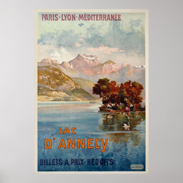 Póster Lac d'Annecy/Annecy, Savoy, Francia/Viajes de époc (Frente)