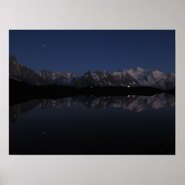 Póster Lac de Cheserys por la noche en los Alpes francese