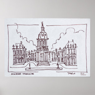 Póster L'Academie Francaise   Río Sena, París