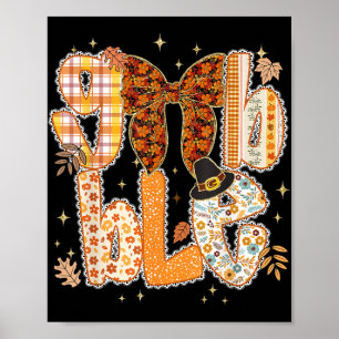Póster Lace Coquette Thankding Gobble Preppy Turkey Fa