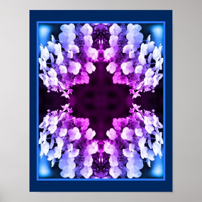 Póster Lacecap Hydrangea Black White Tintact Resumen (Frente)