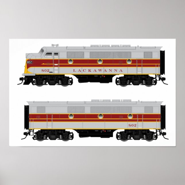 Póster Lackawanna Diesel F3 A-B Poster de Locomotora Set (Frente)