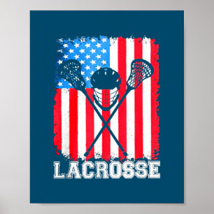 Póster Lacrosse American Flag Vintage 4 De Julio