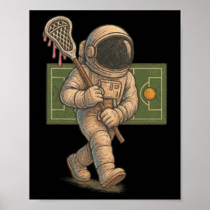 Póster Lacrosse Astronauta Vintage Lax Lover Funny Lross