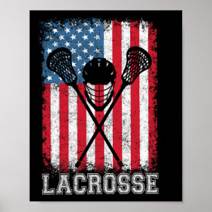 Póster Lacrosse Bandera Americana Lax Helmet Sticks 4 De