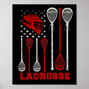 Póster Lacrosse Bandera Americana Lax Sport