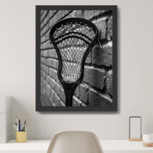 Póster Lacrosse Black and White Brick Wall Photo