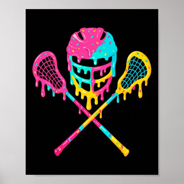 Póster Lacrosse Drip Lax Helmet Hielo Crema Sticks (Frente)